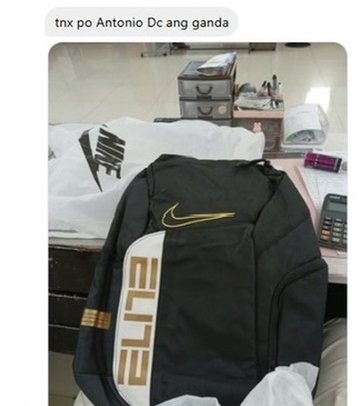 Buyer photo of their Elite bag with the message: tnx po Antonio DC ang ganda